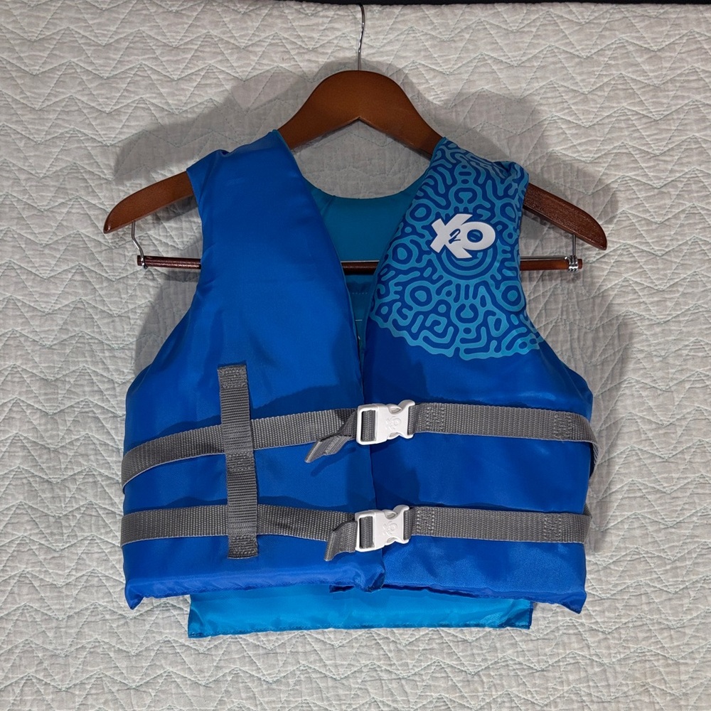 Kids Blue Swim Rashguard Vest with Gray Straps